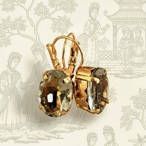 5.5 Carats Natural Prasiolite/ Green Amethyst In Gold Plated Earrings